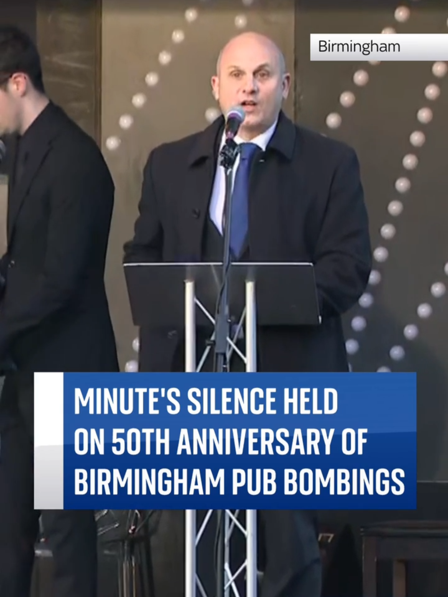 People gather in Birmingham to remember the 21 victims of the pub attacks in Birmingham city centre in 1974. Fifty years ago, two bombs exploded at two pubs in Birmingham, killing 21 people and injuring 182. #SkyNews #Birmingham #UK