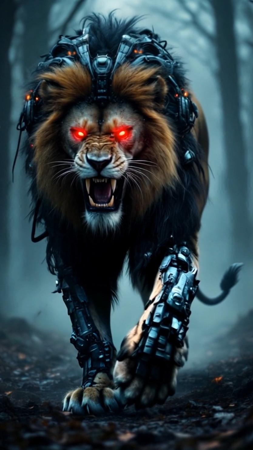 cyber lion with red eyes #fyyy #fyp #fypfyp #livewallpaper #lion #lionwallpaper #tiger #wallpaper4k #firewallpaper #lionking #viral #hd #4k #cyber #ai 