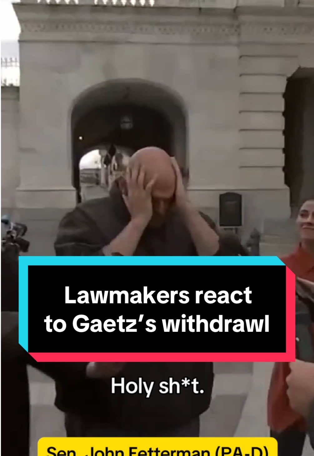 Sen. John Fetterman (PA-D) and Sen. Joe Manchin (WV-IND) react to Matt Gaetz's withdrawal from consideration for Trump's attorney general. #news  #fetterman  #mattgaetz  #politics #trump #breakingnews  #washingtondc 