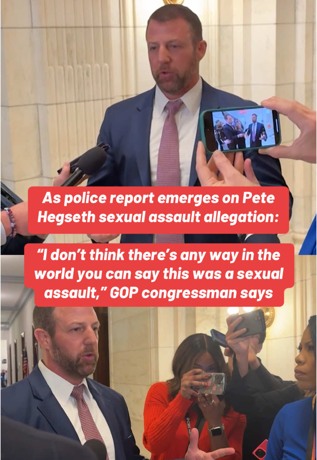 As a police report emerges detailing a woman's 2017 sexual assault allegation against Pete Hegseth, Trump's pick for defense secretary, Sen. Markwayne Mullin (R-OK), after meeting with Hegseth on Capitol Hill, told reporters there isn't 