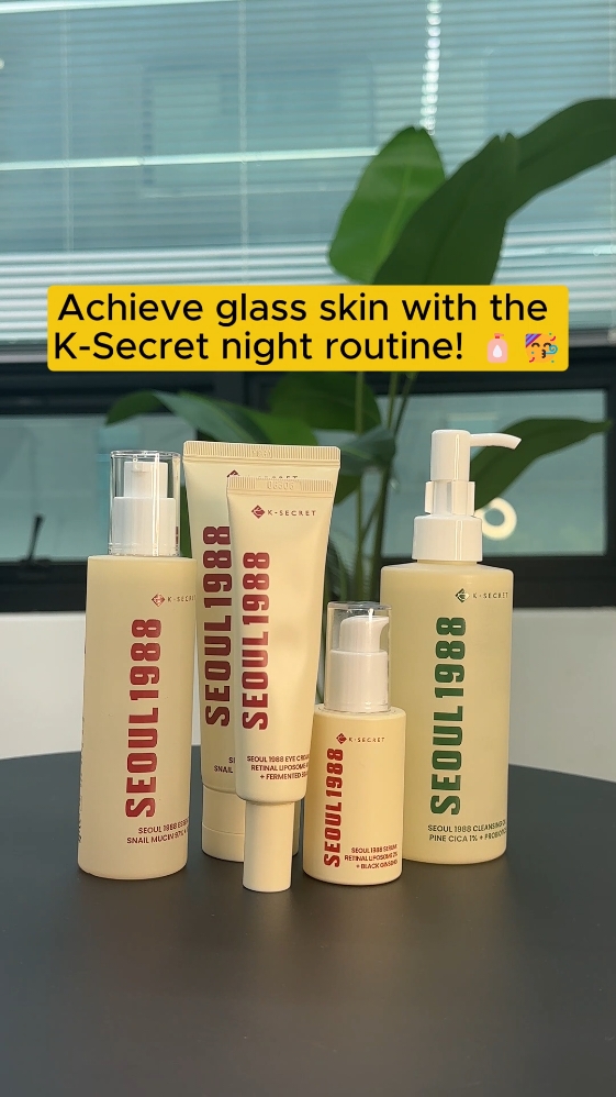 Achieve glass skin with KSECRET night routine🧴✨ Check it out on TikTok Shop! 🥳 #ksecret #kbeauty #koreanskincare #retinalserum #seoul1988 #koreanskincareroutine #glassskin #skincareroutine 