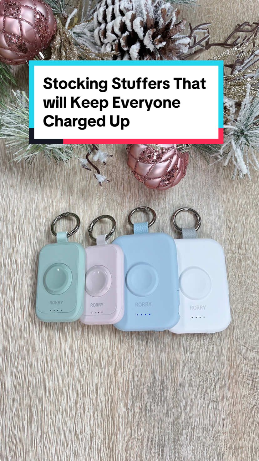 Give the gift of power 🎁⚡️with these keychain-style travel chargers. The 3-in-1 portable charger let’s you simultaneously charge multiple devices at one time, like an Apple Watch, iPhone and AirPods or any device that takes a USB-C cable. The smaller charger rapidly charges an Apple Watch and any device with a USB-C cable. They come in multiple colors. 10/10 recommend! #stockingstuffers #amazonhomefinds #gifttok 