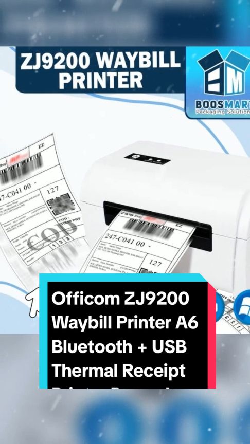 Officom ZJ9200 Waybill Printer A6 Bluetooth + USB Thermal Receipt Printer Barcode Label Printer under ₱2,749 pesos! Don't miss out! Tap the link below! #waybillprinter #TikTokShop #TikTokFashion #tiktokaffiliate #tiktokph #tiktokfinds #LearnOnTikTok 