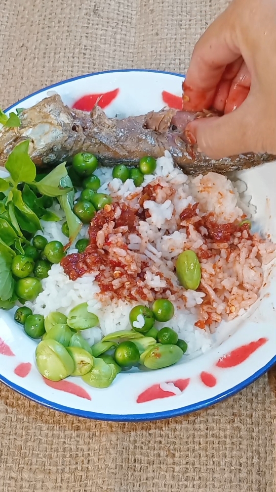 Harus banget nyetok si terasi merah. Solusi klo males masak nyambel terasi merah, goreng ikan asin atau telur trus pakein lalapan behhhh 🤤 resep: cabe, bamer, gula jawa, terasi merah (tanpa garam ya, udah asin dan terasinya juga udah mateng) 🧕bun bau mentah bau bawang egak? 👩‍🍳 egak yaaa.. ciusss  #terasimerah #terasimerahbandung #terasimatang #masakanrumahan