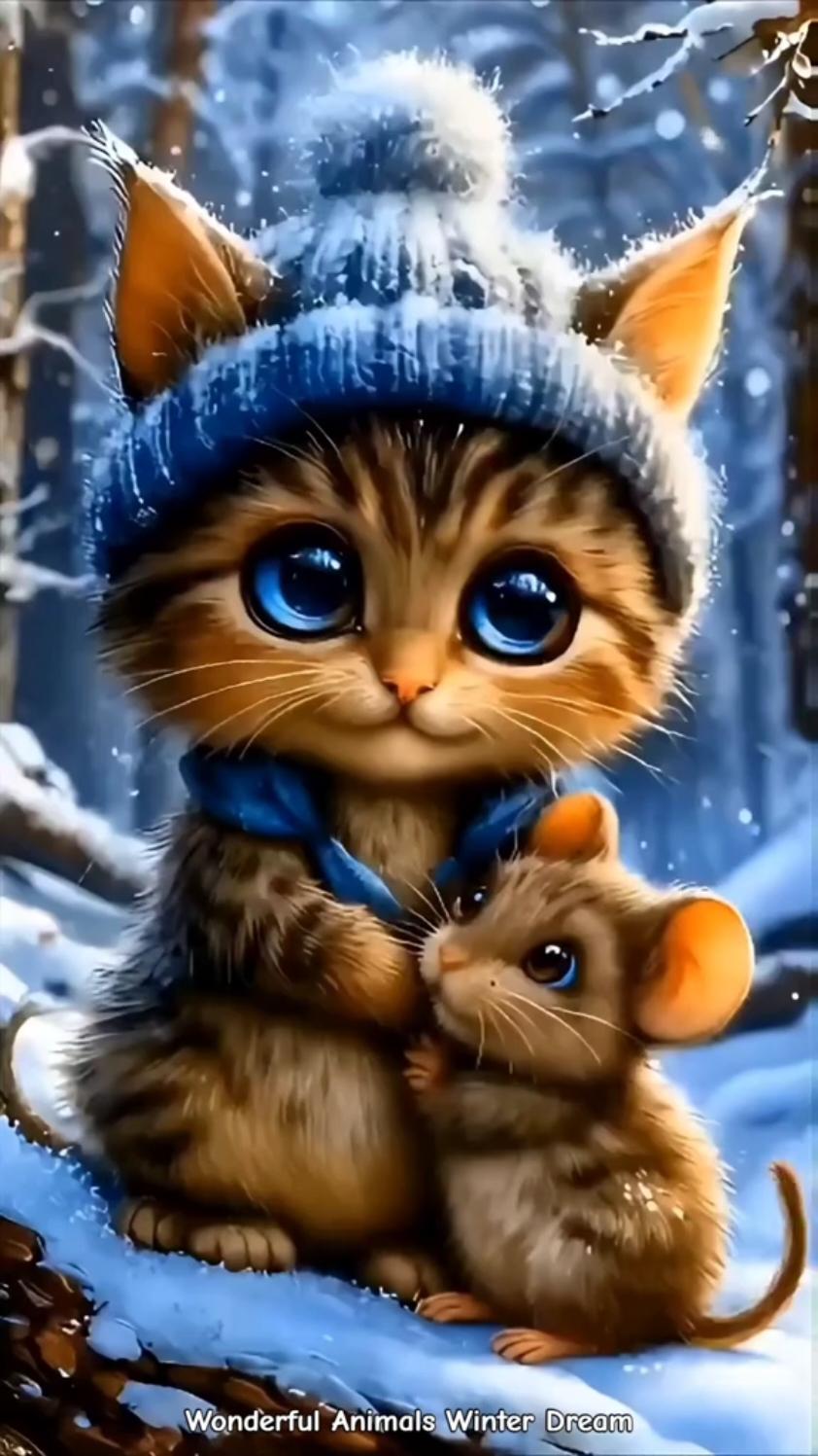 #animation #aiart #aiartcommunity  #wintervibes #animalsoftiktok #Love #xmas #forest #nature #cuteanimals 