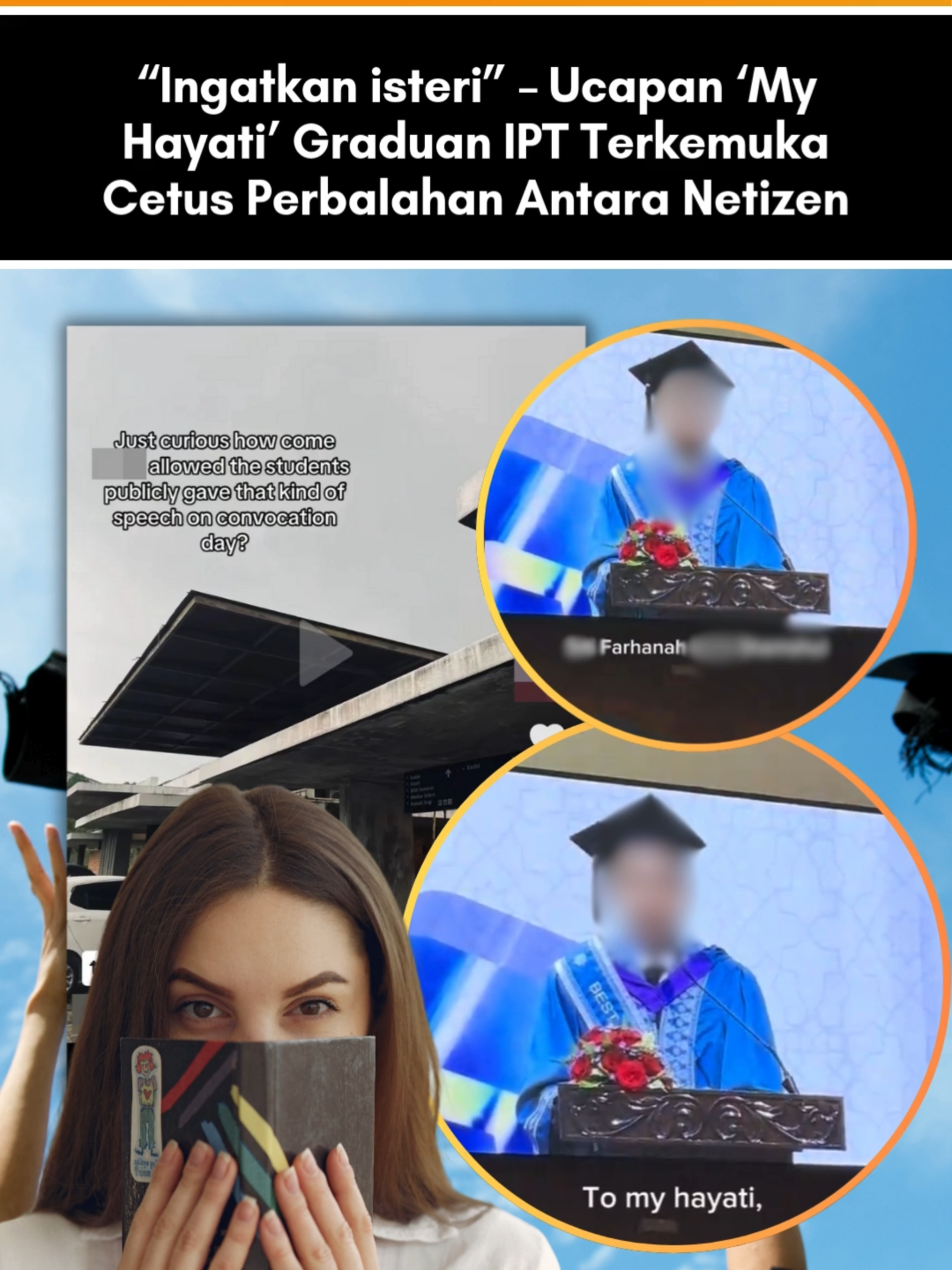 Ramai juga di kalangan netizen yang ‘back up’ graduan tersebut dan berpendapat ucapan ‘My Hayati’ itu tidak ada salahnya pun kerana ia satu apresiasi kepada orang yang telah menyokongnya selama ini dalam mencapai kejayaan. Malah ada banyak lagi kenyataan dari graduan ini di dalam ucapan tersebut yang patut menjadi perhatian ramai dan bukannya ‘My Hayati’ semata-mata. Sebaiknya kita berfikiran positiflah dan mendoakan yang terbaik buat graduan ini. Tahniah dan semoga sukses di alam pekerjaan pula. Untuk berita penuh boleh baca di kotak hijau di atas Jangan lupa untuk Like, Comment. Share dan Follow Lobak Merah!🧡Terima Kasih! #fyp #fypシ #lobakmerahmy #beritaditiktok #viralstory #trending #trendingnewsmalaysia #ceritaviral #terkini #viralupdates #storyviral