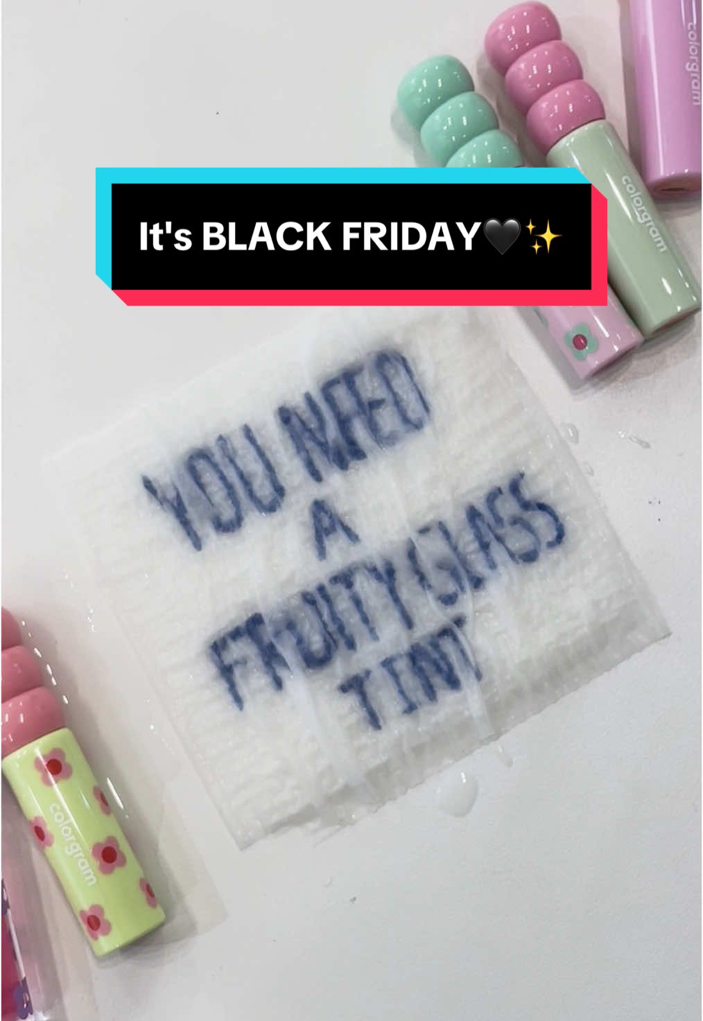 Hey girls✨ did you seriously forget it's Black Friday?🖤 Go hit the link in my bio and get a cutesy Fruity Glass Tint on Amazon!😘 #colorgram #blackfriday #fruityglasstint #liptint #longlastingtint #kbeauty #amazon #makeup #fyp 
