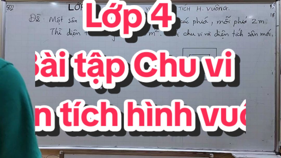 Toán lớp 4 - Bài tập chu vi - Diện tích hình vuông#thaygiangtoan #maths #LearnOnTikTok 