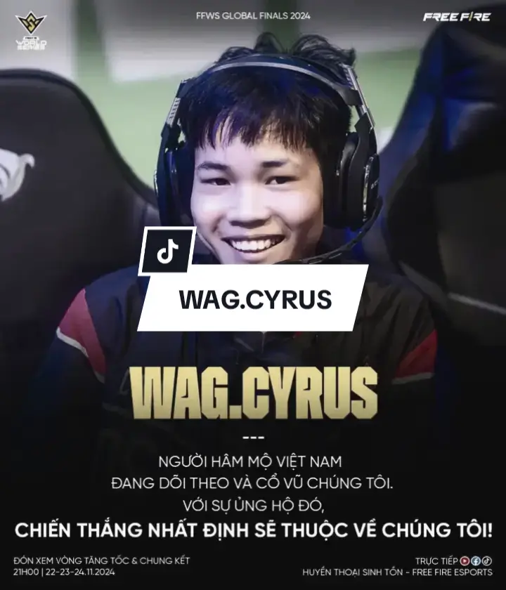 🔥 Tất cả khán giả ở Việt Nam sẽ cổ vũ thật nhiều cho @CYRUSNO1 @cy rúttt và @WAG ESPORTS 🇻🇳 tại Chung Kết FFWS GLOBAL FINALS 2024 💪🏻🎉 📣 Hãy tự tin thi đấu hết mình nhé WAG ơii 🥰🇻🇳 ——— 📌 Đón xem Vòng Tăng tốc & Chung Kết FFWS GLOBAL FINALS 2024🚩 💕🇻🇳▪️ Vòng Tăng tốc: 22-23.11 💕🇻🇳▪️ Chung Kết: 24.11 @BÁC GẤU @Ma Gaming 👻 @Free Fire Esports VN @Calm game thủ #CapCut #gameontiktok #xh #freefire #garenafreefire #xuhuongtiktokk #trending #foryou #fyp #viral #bacgau #magaming #capcut #wag #TakeTheSpotlight #FFWSGF2024 #FFWS2024 