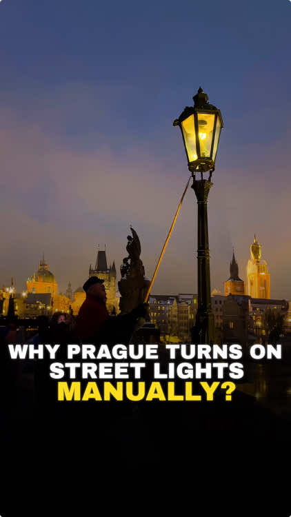 Why Prague Turns On Street Lights Manually Since 1847? 😱😳 This lamplighter is a special event in Prague which traditionally happens during advent time before Christmas. He does this a remembrance to the good old days. If you want to experience this for free too, you can visit this event everyday from 1st of December till 23rd of December from around 4.00 PM.🎄🎅😍 #prague #traveldestinations #traveltips 