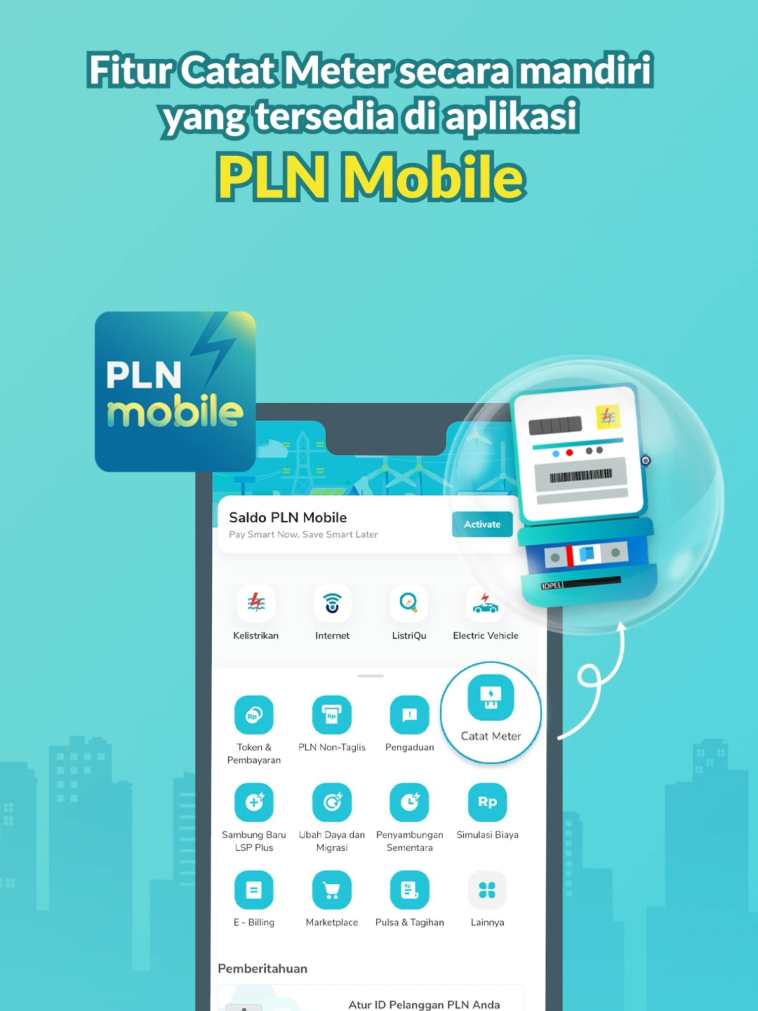 Electrizen,  dengan fitur Catat Meter di aplikasi PLN Mobile, kamu bisa prediksi pemakaian listrik bulanan sebelum tagihan resmi keluar lho! Ayo cek penggunaan listrikmu setiap tanggal 23-27 tiap bulan ya💡 #CatatMeter #SWACAM  #PLN #PLNUntukIndonesia #AcceleratingRenewableEnergy