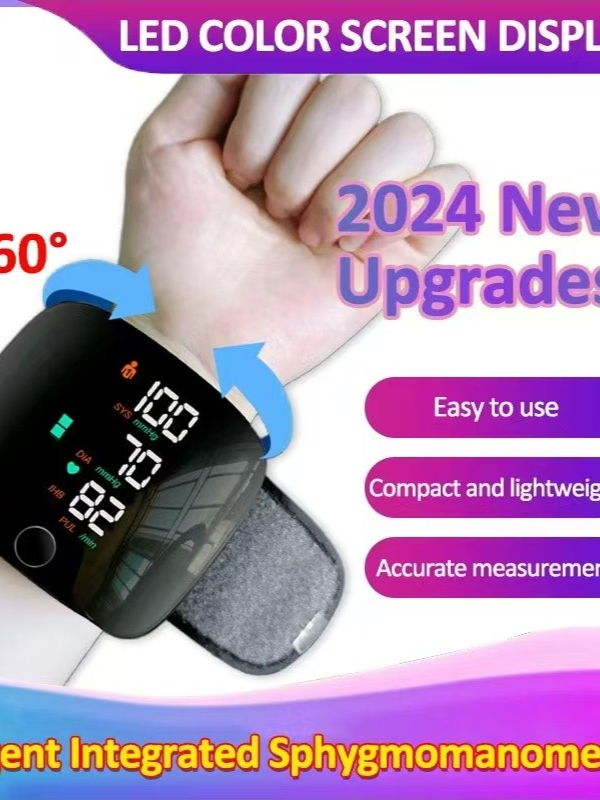 Wrist high blood pressure digital monitor LED display automatic blood pressure monitor USB charging glucose  monitor
