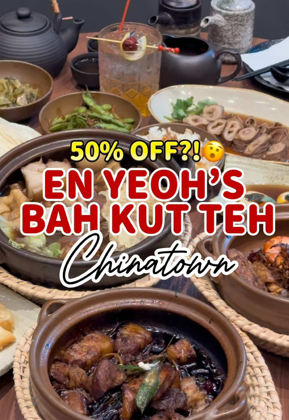 Bak Kut Teh Teahouse by Day, Oriental Cocktail Bar by Night?! 🫨 Klang’s Beloved @enyeohsbkt_sg by @engroup_sg opens tomorrow! 🇲🇾 Celebrated for its rich, herbal flavours and 34 years of culinary heritage, Malaysia’s favourite BKT spot is making its debut in Singapore. Get ready to indulge in these must-try dishes:  ✨ Signature Claypot Bak Kut Teh — A hearty, comforting classic featuring four types of pork cuts: ribs, belly, collar, and trotter. The flavourful, aromatic broth is so good you’ll keep going back for more!  ✨ Claypot Dry Pork Belly Bak Kut Teh — Our fave! 🫶🏻 An umami-packed dish with tender pork belly that melts in your mouth. 🫦 ✨ Claypot Seafood Bak Kut Teh  A Singapore-exclusive creation! Perfect for those seeking a fresh twist on traditional bak kut teh. 🦐👀 🎉 Grand Opening Promotions:  📅 23 & 24 Nov | 29 Nov & 1 Dec 2024: FREE-FLOW Enoki Mushrooms, just purchase any Bak Kut Teh to enjoy.  📅 25 November to 6 December 2024: 50% off selected dishes on rotating specials.  See you tomorrow! 😉🍄 === #burpple #burpplesg #sgfoodies #burpproved #foodiessg #singaporefoodies #sgfoodhunt #burpplesgnewlyopened #bakkutteh #hawkerfood #hawkerfoodsg #engroup #chinatownpoint #chinatown #singapore #klangbakkutteh #EnYeohBakKutTeh #NewInSingapore #BakKutTehLovers #foodieadventures #fyp #viralvideo #FoodTok #foryou #foryoupage 