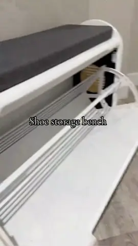 Shoe Storage Bench with Cushion Seat – Compact Free-Standing Shoe Cabinet with Tipping Rack, Metal Shelf, and Side Pocket for Entryway, Closet, or Bedroom#shoerack #fyp#fashion#tiktokshop 