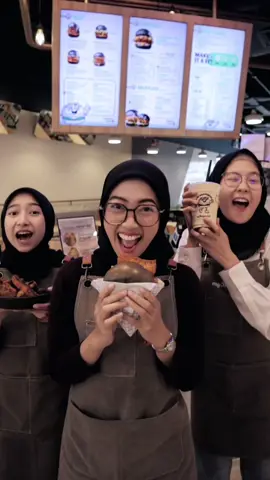Apa-tu dia orang holding ni? 😜 Bringing the heat with APT moves and our best- selling Chuck Norris burger, Coffee Crush Milkshake and Mushroom Fries in hand! 🍔💃