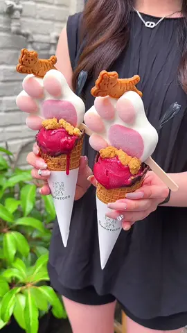 — SUGiTORA —  Location: Kyoto, Japan On top of the gelato you can choose, milk ice cream in the shape of a cute kitty paws  Kyoto's popular Cute gelato shop cute new takeout menu 