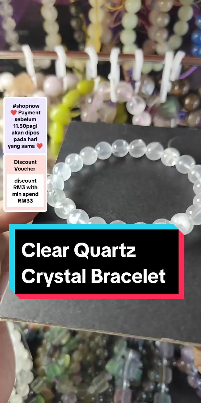 Tambah seri gaya anda dengan #gelangclearquartz crystal bracelet untuk meningkatkan fokus, membersih aura, dan memberikan keseimbangan emosi🔮 Click beg kuning diatas untuk terus buat pembelian ❤️ Claim Voucher & dapatkan #freeshipping untuk setiap pembelian RM15 keatas ❤️ Jom follow dan ikuti live kami setiap pagi kalau nak tengok kami review ❤️ #fashiontiktok #tawaranistimewa #braceletcollection #cutebracelet #braceletjewelry #crystalmall #promosihebat #relationshipbracelet #gelangkristal #rantaibatukristal #anxietybracelet #tiktokshophappybigday #crystalbracelets  #jewelrytiktok #bestbracelets  #smallbraceletsbusiness #begkuning #fesyen #myfuntasticpayday 