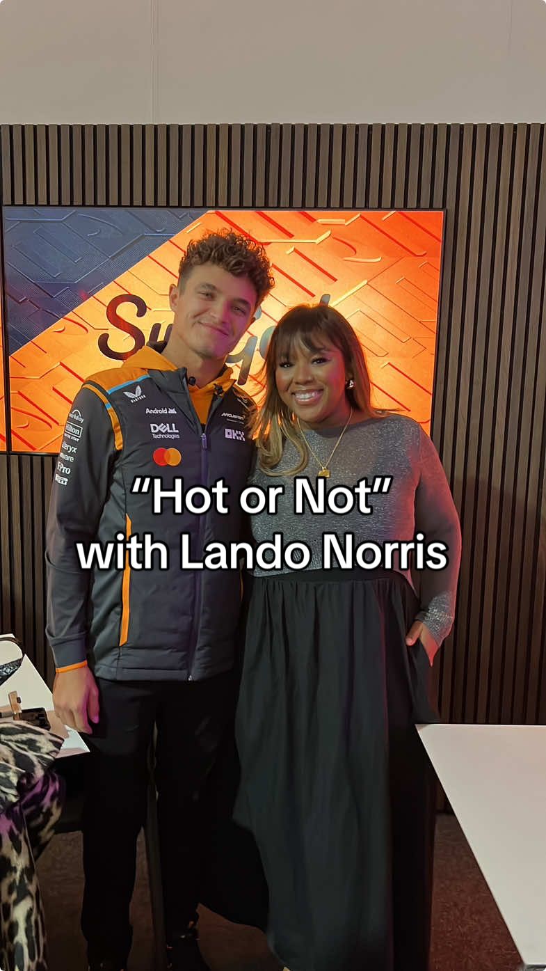 This was a fun one! Kicking off the race weekend with @Lando Norris with a tried and true game of “hot or not”  Thank you Icy Hot + @McLaren , happy race weekend!🧡✨ #ad #icyhotpartner #mclaren