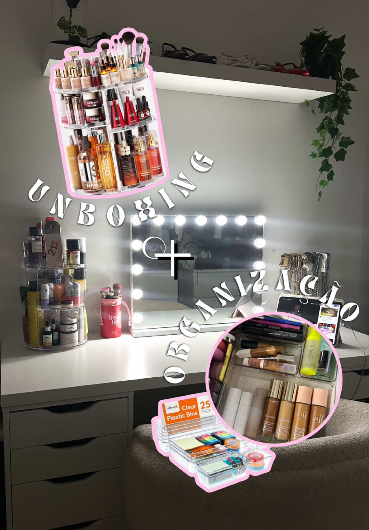 Acham que devia fazer uma vanity tour? 🤔 #fyp #fypシ #fy #foryou #foryoupage #parati #paravoce #portugal #luanasantos #mahina #lisboa #🇵🇹 #SelfCare #unboxing #vanity #makeup #desk #organization #organizacao #amazon #amazonespaña 