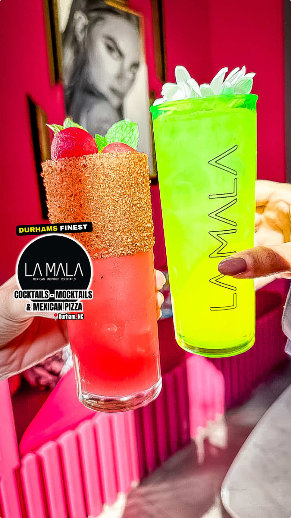 🗣️ Top TIER Mocktails, Cocktails and MEXICAN PIZZAS!!    It’s no secret that Durham has a food scene that the rest of America wish they had! Yeah I said it… La Mala Durham is an amazing spot that we recently got a chance to check out and was blown away by several things! The ambiance is so refreshing. They have a Mexican pizza here that’s so good we couldn’t believe what we were eating! They also have cocktails that everyone says are amazing, but we feel in love with the MOCKTAIL menu… yep… they have Mocktails that’ll freak with your mind… Because they are fantastically crafted to give you all the flavor without the need to show an ID. ENOUGH said, your turn to get 🅃🅁🄰🄿🄿🄴🄳!  ••••••••••••••• 📍 La Mala ⭐️ 5 out of 5 110 Corcoran St, Durham, NC 27701 ••••••••••••••• #ncfoodie #nccheck #nctiktokers #northcarolina #raleighnc #durhamnc #252 #919 #fypシ゚viral #explorepage #704 #910 #charlottenc #foodreview #california #fyp #mexicantiktok #mexicanfood #visitnc 