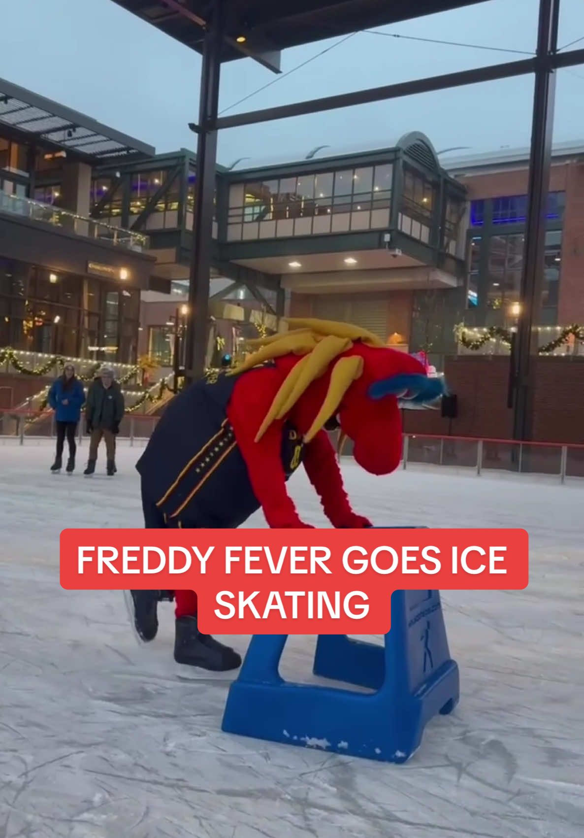 Freddy Fever on the ice ❄️⛸️👀 #WNBA #wbb #indiana #indianafever #mascot #IceSkating #silly #goofy 