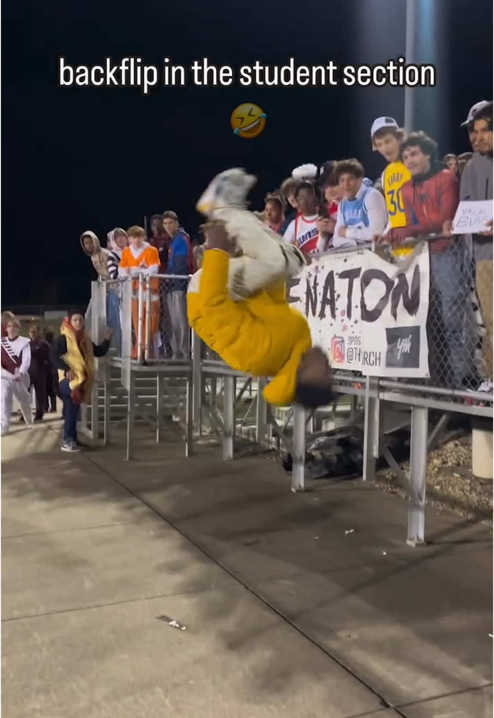 In front of the student section 🔥🔥 #highschoolfootball  (via floorzitake/IG)