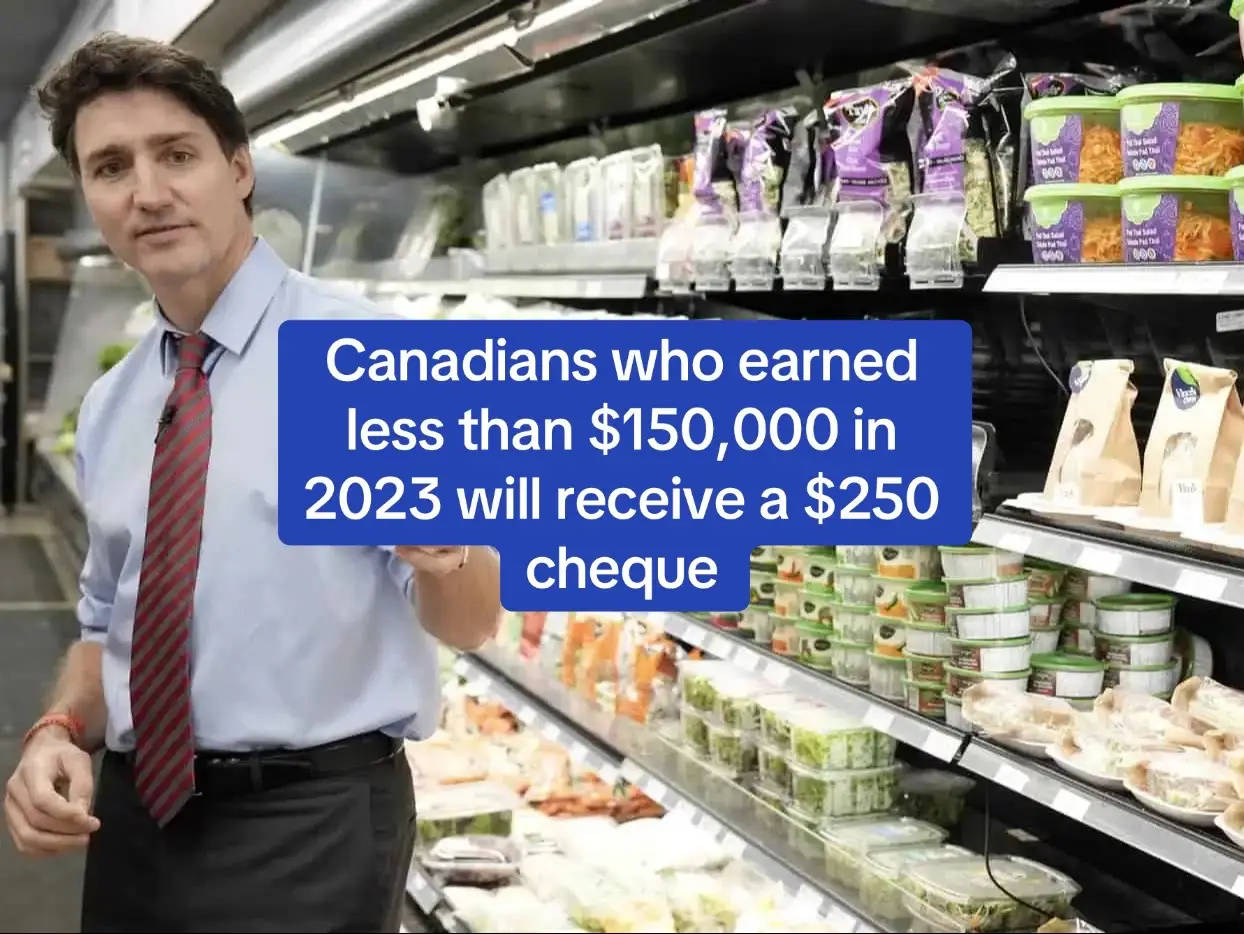 The federal government  plans to send $250 cheques to Canadians who were working in 2023 and earned up to $150,000. That means Canadians who were not working in 2023, including those who were receiving social assistance or were in retirement, will not be sent a cheque in April. #news #trudeau #canada 