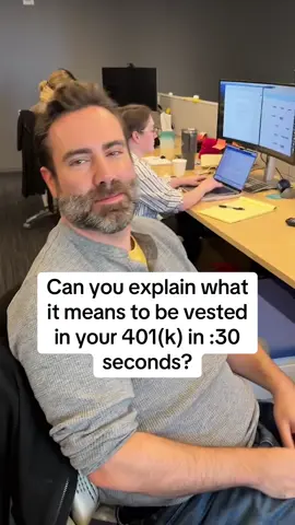 You're contributing to your 401(k) and you might even have a company match, but there's a little more to it. We asked our editor James Ellis to explain what it means to be vested in your 401(k) in just :30 seconds. What should we ask our team to explain next? Let us know in the comments. 💬 #cnbcselect #cnbc #PersonalFinance #finance #retirement #moneytips  #401k #explainin30 #financetopics #whatisa401k #whatis401kvesting #beginnerfinance