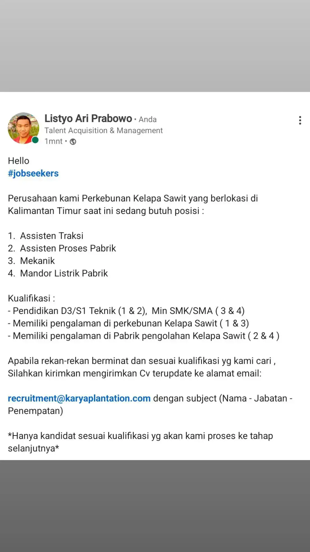 yg nanyain loker sawit ada ni, minimal tamatan SMA/SMK ada juga ni, info yg bermanfaat bagi banyak orang 🔥  #sawitontiktok #kebunsawit #sawitontiktok🌴🌴 #fypシ゚viral #fyppppppppppppppppppppppp 