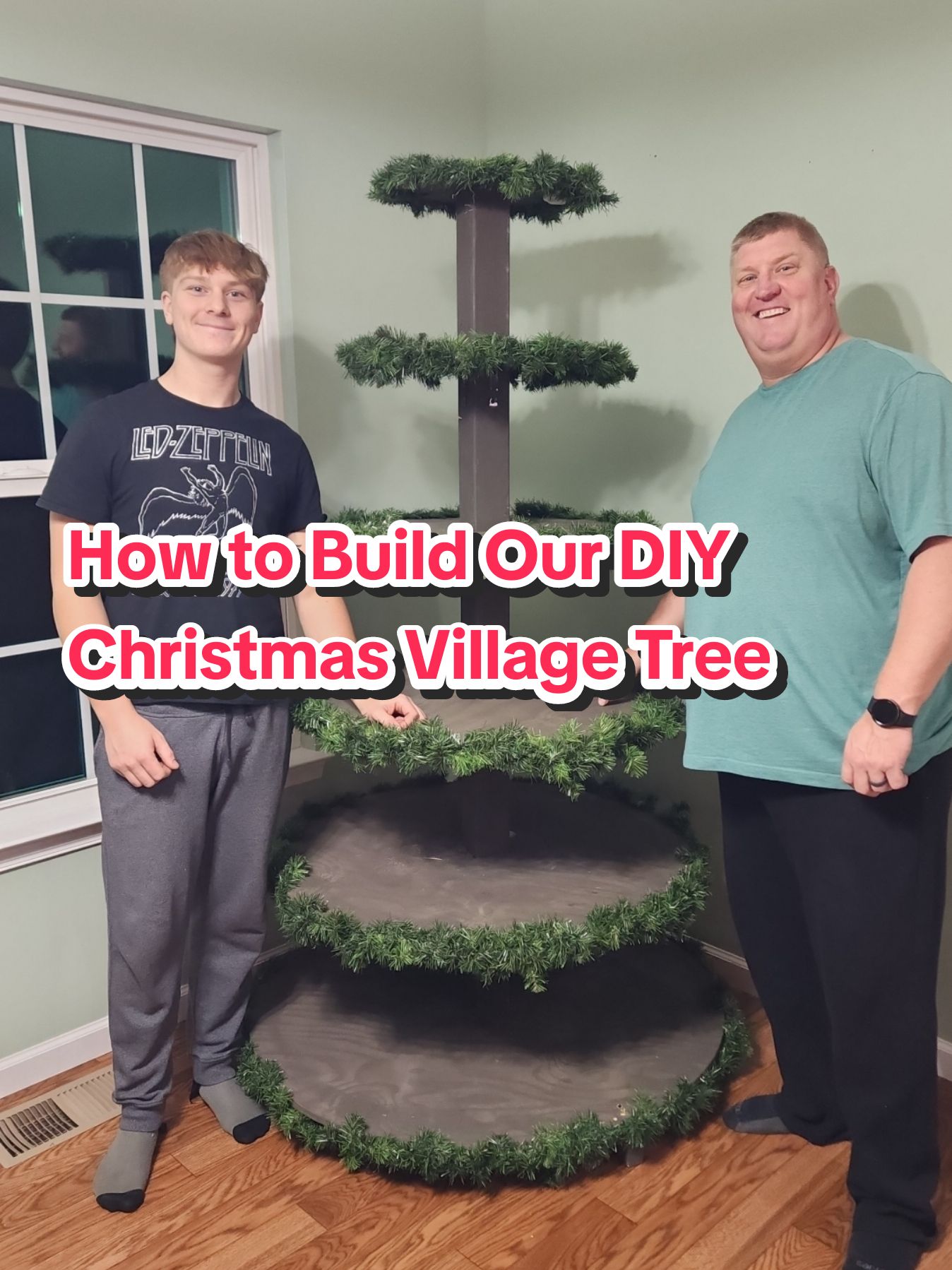 How to build our DIY Christmas Village Tree... next comes the snow! #christmasvillage #diychristmas #christmasvillagedisplay #diyproject  #Christmas2024 #christmasdecor #lemax 