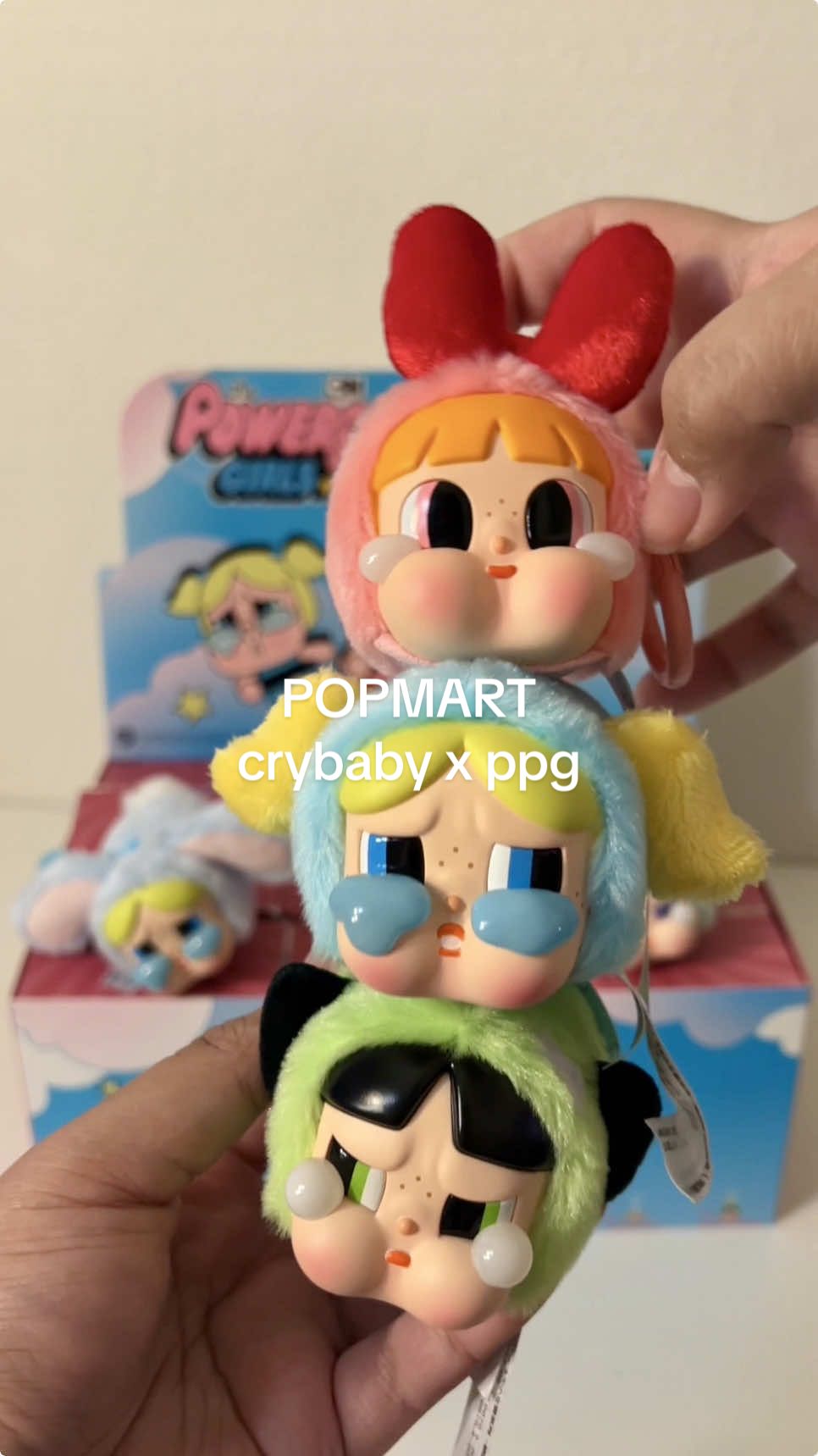 New obsession alert 😳 i love u @POP MART pls sponsor me @POP MART US  POPMART crybaby x powerpuff girls plush vinyl face pendant blind box unboxing asmr #blindbox #asmr #trinkets #popmart #collection 