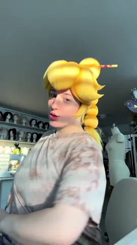 One of my biggest wig fears is styling a peach wig due to the symmetry .  But i would say this was a total success💕😭 #peachwig #kungfupeach #princesspeachshowtime #princesspeach #princesspeachwig  #wig #wigcommission 