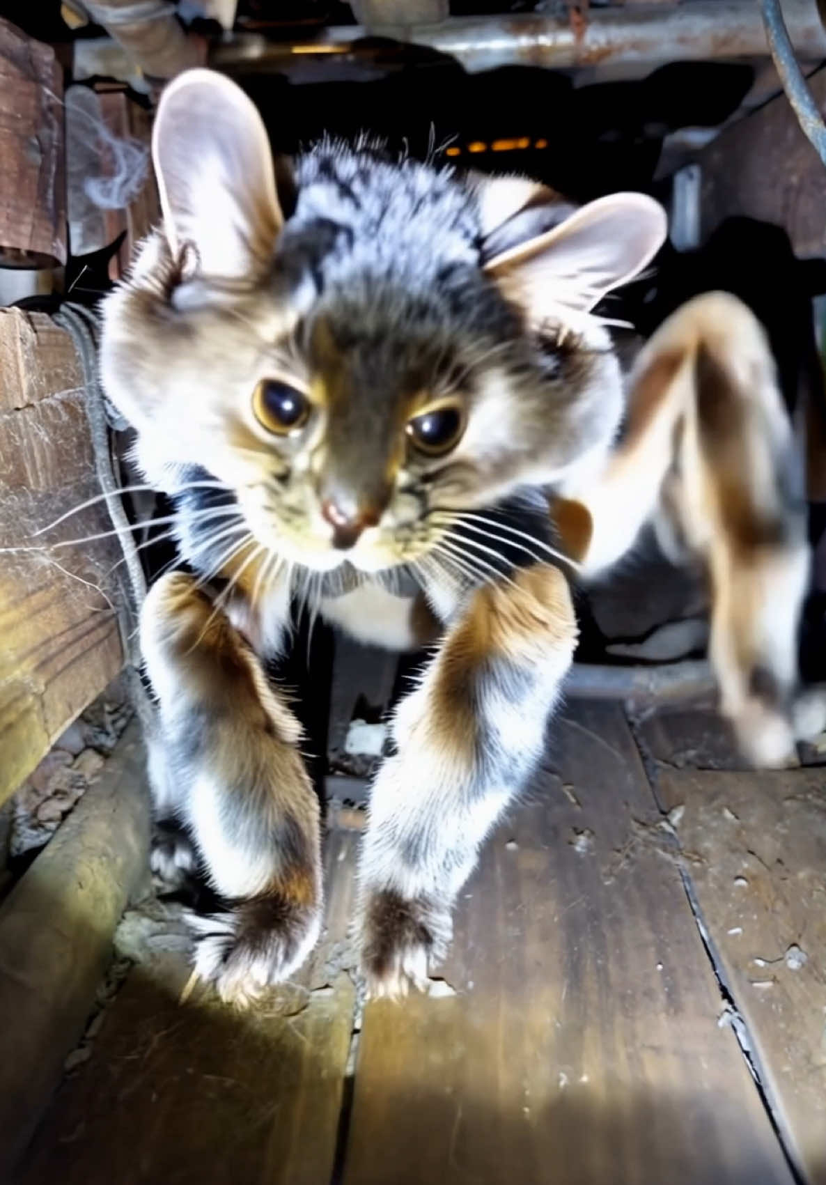 Hes too small to survive in this environment! #spidercat #catsoftiktok #spider #wtfisthat #chernobyl #radiation #ai #aivideo 