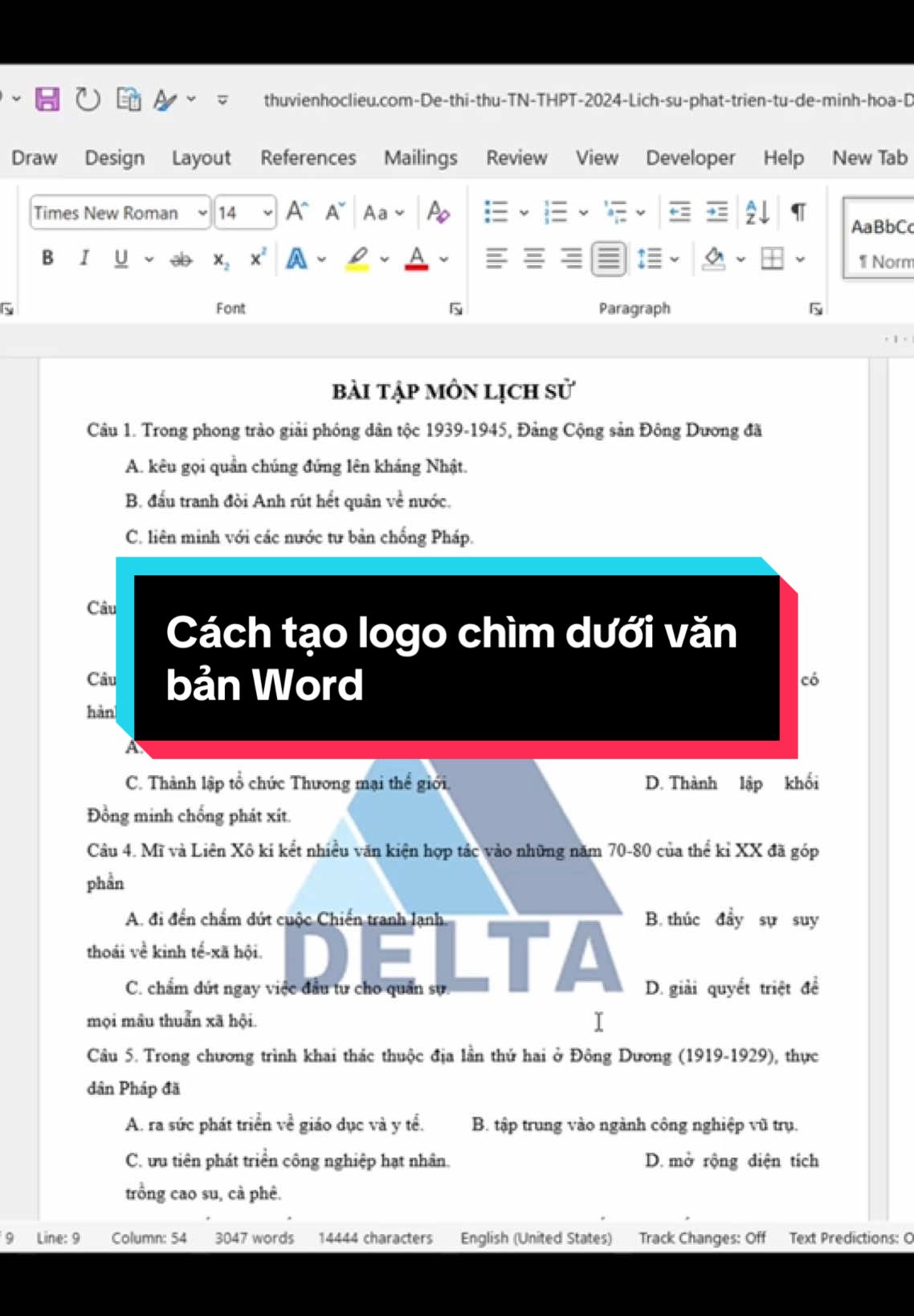 Cách tạo logo chìm dưới văn bản Word #word #excel #tinhocvanphong #sachtinhocvanphong #LearnOnTikTok 