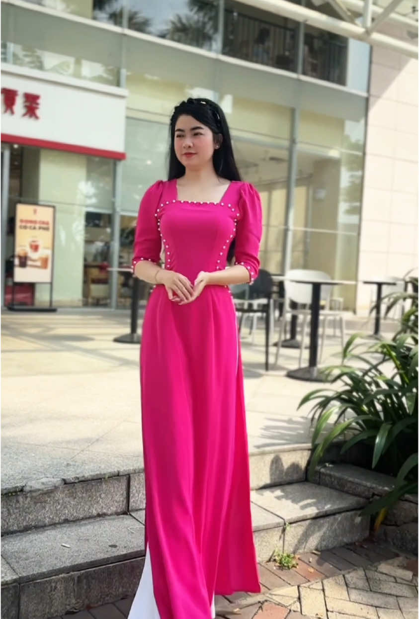 Bộ áo dài viền đính ngọc trai#aodai #áodaivietnam #xuhuongtiktokkk 