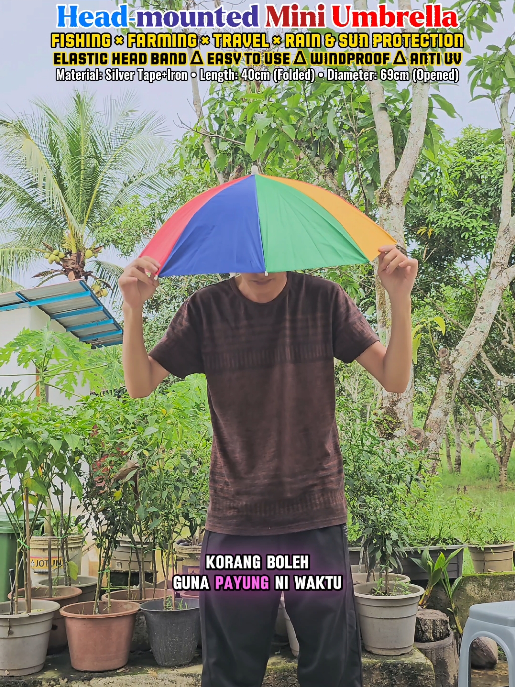 ✅ COD ✅ Ready Stock 🇲🇾 Korang boleh guna Head-mounted Mini Umbrella ni waktu memancing, berkebun, jalan-jalan kat pantai, travel dan macam-macam lagi. Saiz payung paras bahu dan tak perlu pegang @ccmsport #payungkepala #payungmini #payungmemancing #payungmancing #payungkebun #payungberkebun #headmountedumbrella #headumbrella #miniumbrella #wanoutdoortravel 