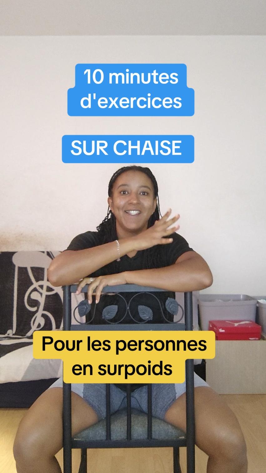 10 minutes d'activité physique a faire sur une chaise. Parfait si tu es en surpoids ou en obésité car sans saut et sans impact🙏 #activitephysique #activitephysiqueadaptee #sportalamaison #10minutes #training #Fitness #surpoids #obesite #chaise #perdredupoids #gymgirlsoftiktok 