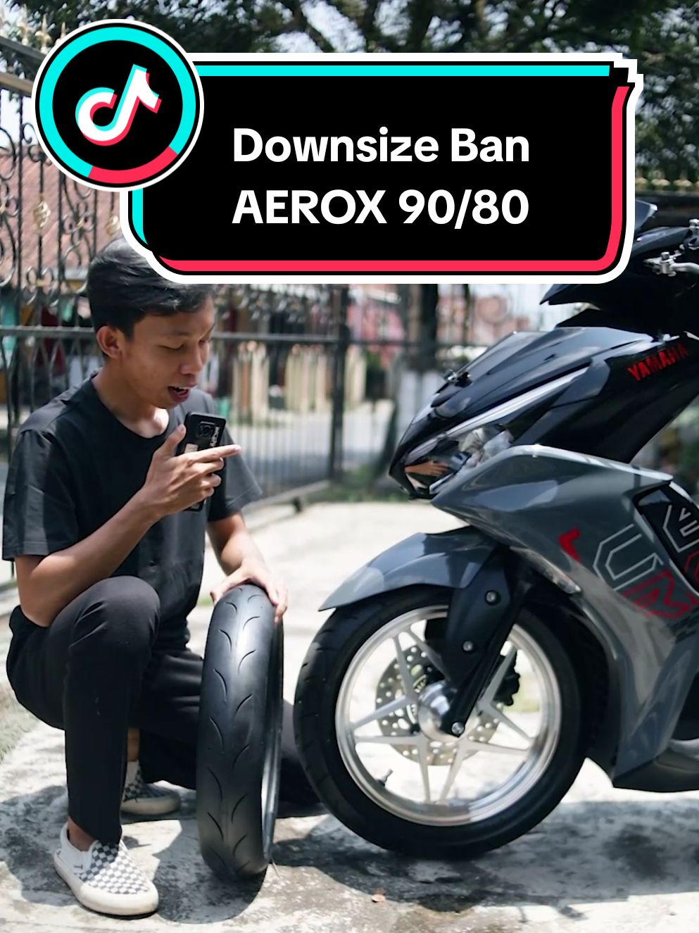 Downsize Ban Aerox MP27 90/80 & Maxxis Victra 100/80 beres nih! Selanjutnya modifikasi apalagi nih guys? 😆 #aerox #yamaha #aeroxnew #aerox155 #sirizky #downsize #mp27 #maxxis #maxxisvictra #vndracing #yamahaaerox155 #fdr 