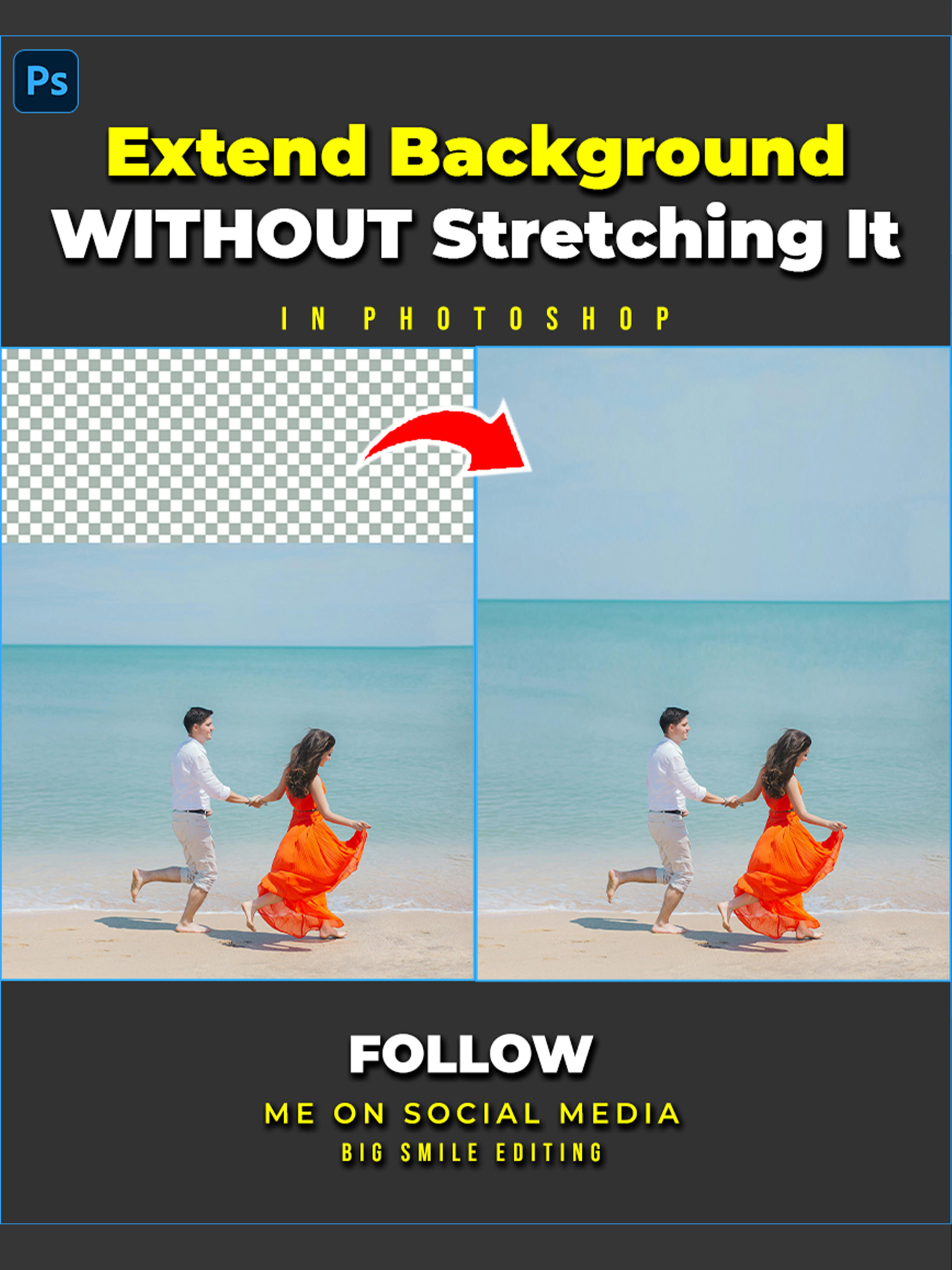 How to increase image height without stretching it in Adobe Photoshop #photoshoptricks#tutorials#designer#photoshop#photography#adobe#adobephotoshop#bigsmileediting