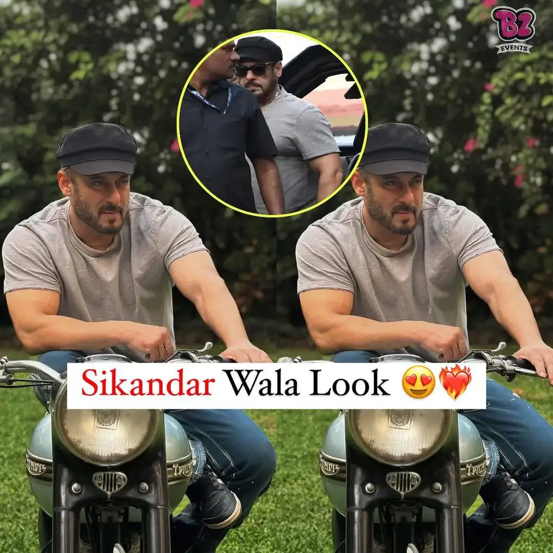 Ride into nostalgia! Salman Khan poses with his dad’s vintage bike, a blast from the past! #buzzzooka_events #salmankhan #sikandar #bollywood