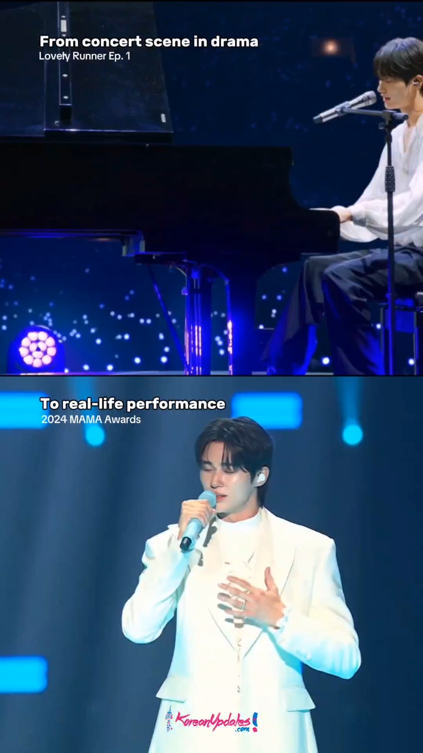 Konser fiksi jadi kenyataan 🥹🎉 Hari ini, #ByeonWooseok menyanyikan lagu “Sudden Shower”, ost drama populer #LovelyRunner yang ia bintangi bersama #KimHyeyoon, di panggung spesial #2024MAMAAwards yang berlangsung hari ini di Kyocera Dome Osaka, Jepang. Selain vocal sang aktor, penggemar juga dibuat terpukau melihat scene konser di drama menjadi kenyataan. Penampilan tersebut semakin bermakna karena Byeon Wooseok memakai mic pribadi miliknya, hadiah yang di desain khusus dari penggemarnya.  Selain itu, Byeon Wooseok membawa pulang penghargaan kategori Favorite Global Trending Music untuk OST #SuddenShower 