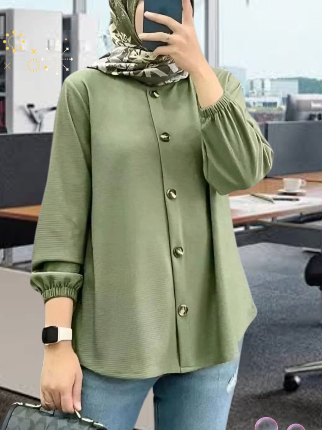 cantik nih say, kemeja kantor lengan karet... jangan lewatkan! 🥰 #kemejakantor #kemeja #kemejawanita #kemejastyle 