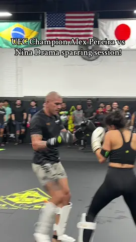 UFC Champion Alex Pereira vs Nina Drama sparring session! #UFC #mma #alexpereira #ninadrama #kickboxing #jiujitsu #brazilianjiujitsu #jiujitsugrappling #grappling #wrestling #wrestlingtiktok #judo #judoka #fit #Fitness #taekwondo #muaythaifighter #muaythaifighter #muaythai #boxing #poatan #chama 