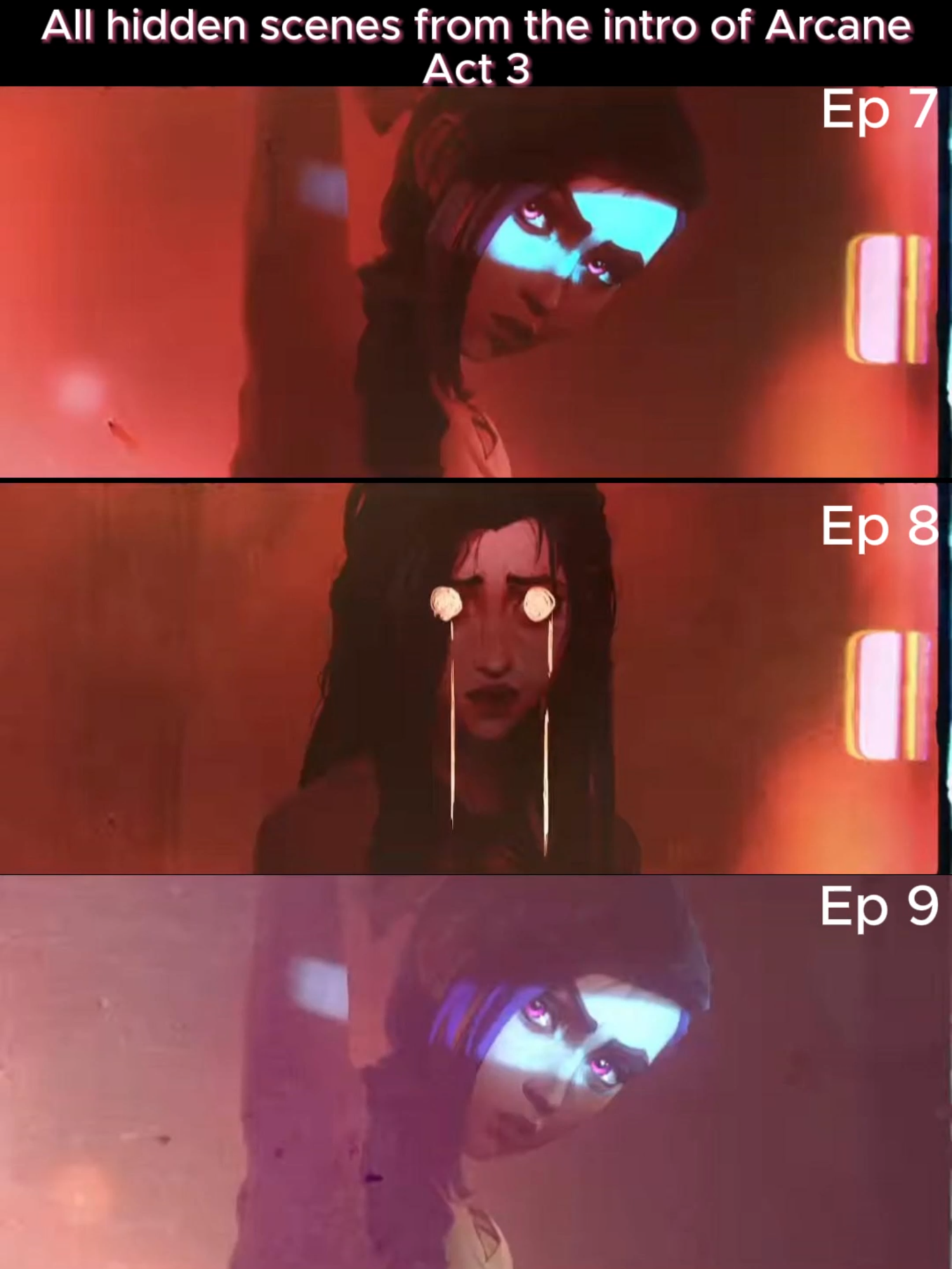 All hidden scenes from the intro of Arcane Act 3. #Arcane #Jinx #jinxarcane #Jayce #Caitlyn #arcaneleagueoflegends #leagueoflegends #serie #edit #animation #arcaneleagueoflegends #VI #Hidding #Intro #Arcane reupload because I made a smal mistake