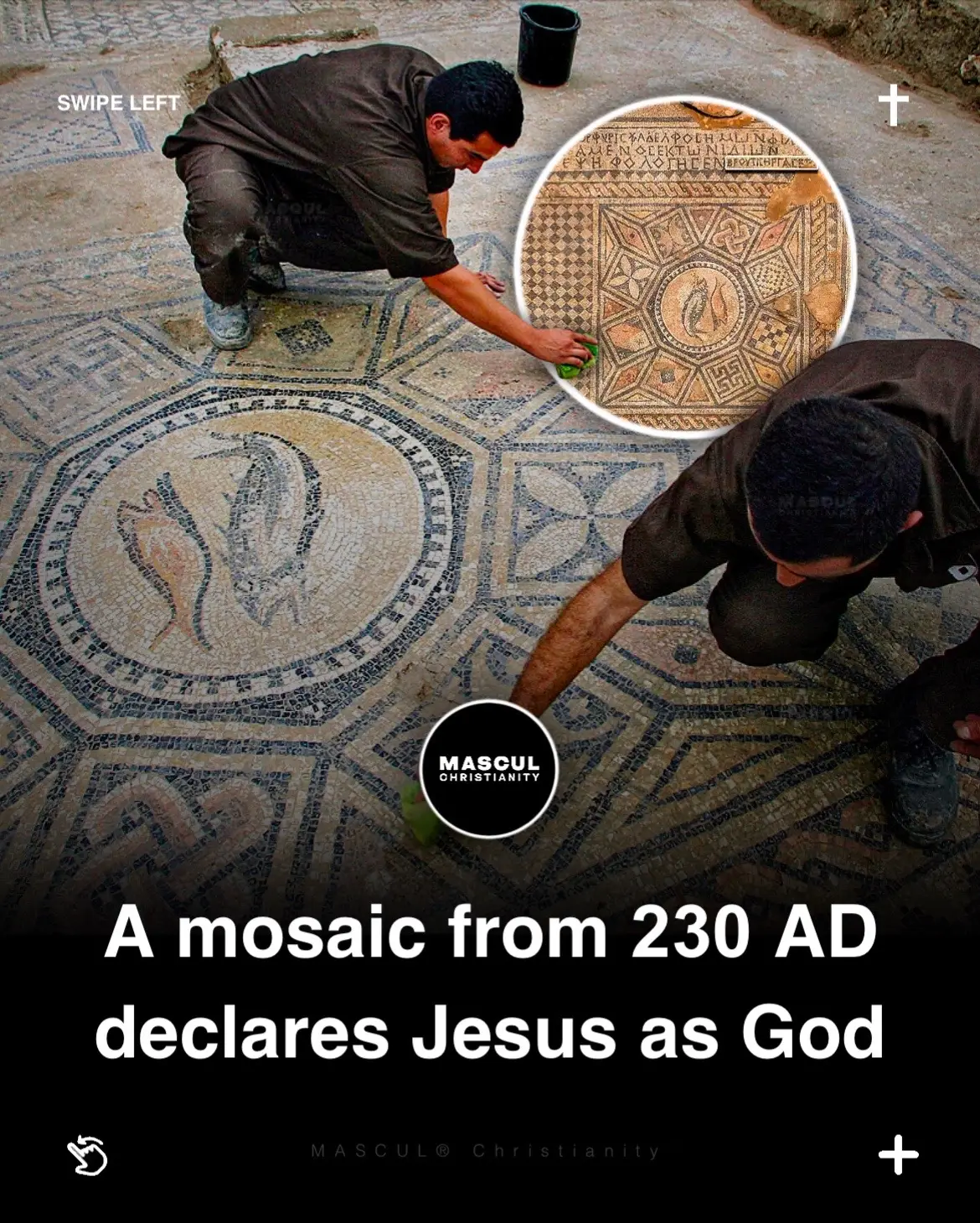 The Megiddo mosaic, dating back to 230 CE, contains the earliest known inscription explicitly referring to Jesus as God. It was discovered in one of the oldest Christian prayer halls near Megiddo in Israel. The mosaic’s Greek text includes a dedication by a woman named Akeptous, stating: “The God-loving Akeptous has offered the table to God Jesus Christ as a memorial.” This table likely refers to an altar used for the Eucharist in early Christian worship. Adorned with geometric designs and fish symbols, the mosaic also mentions other benefactors, including the Roman centurion Gaianus, who contributed to its construction. The artifact reflects the faith and devotion of an early Christian community during a period of Roman persecution. It stands as the oldest known mosaic explicitly naming Jesus as God and offers invaluable insight into early Christian worship and community life. #MegiddoMosaic #Jesus #God #Christian #Orthodox #Catholic #Church #Cross #Pray #Viral #Fyp 