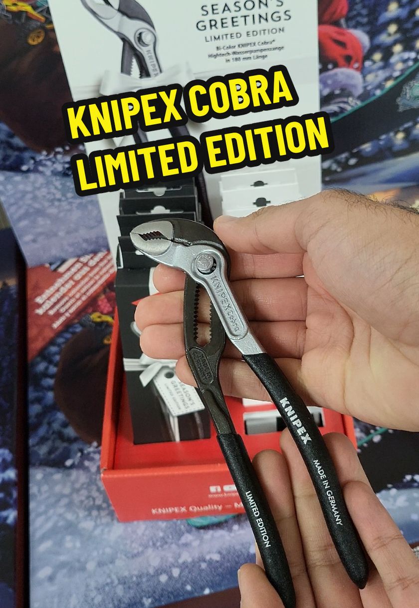 Check out the limited-edition Knipex 87 99 180 S01 Cobra! 🔥 With its sleek bicolor design and legendary grip, it’s perfect for pipes, nuts, and more. Built tough with self-locking teeth and a pinch guard for safe use. Would you add this to your tool kit? Let me know 👇 #Knipex #CobraPliers #ToolTalk  #PlumbingTools #KnipexCobra #ProTools #WaterPumpPliers #LimitedEdition #ToolDemo #TradeGear #PlumbingTikTok #DIYTools #ToolBoxEssentials 