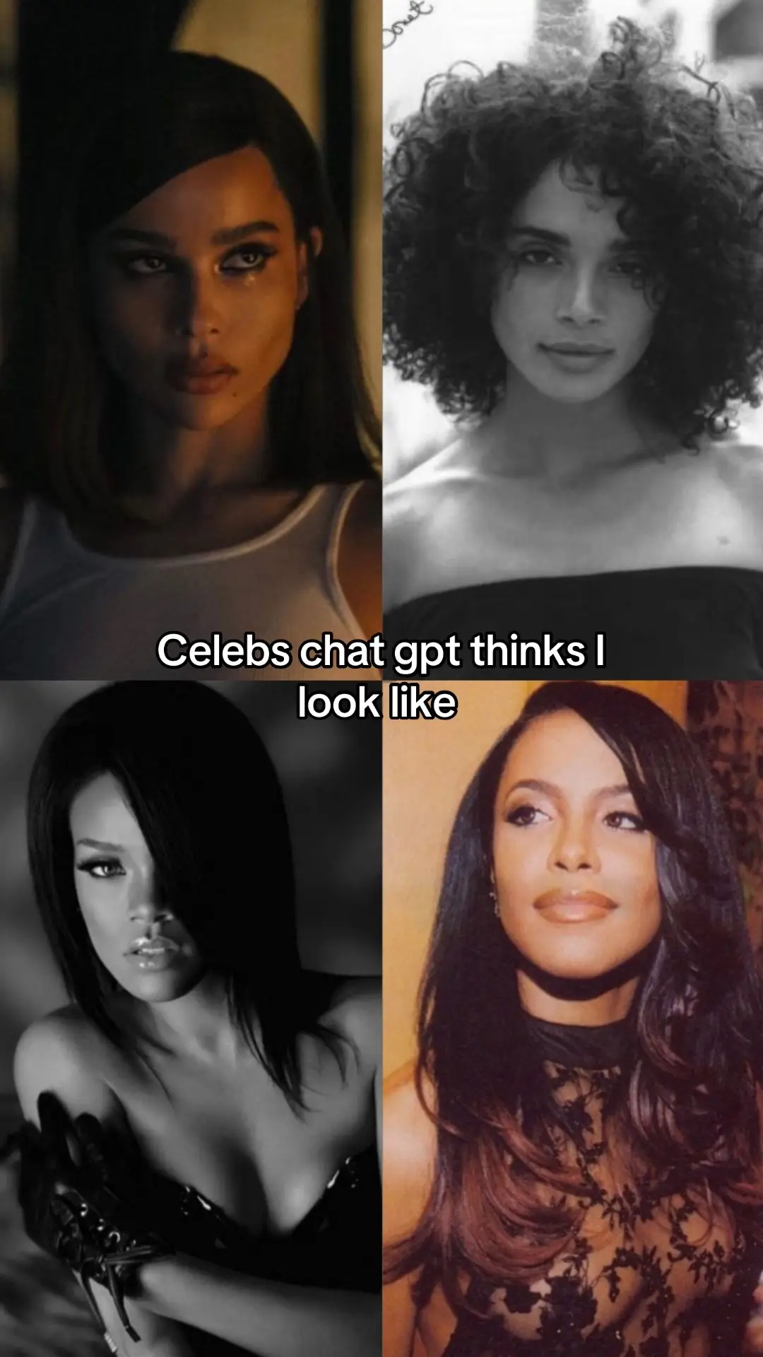 Omgggg je vois pas trop mais bon 😭🤭#fyp #pourtoii #chatgpt #clebritieslookalike #zoekravitz #lisabonet #rihanna #aaliyah 