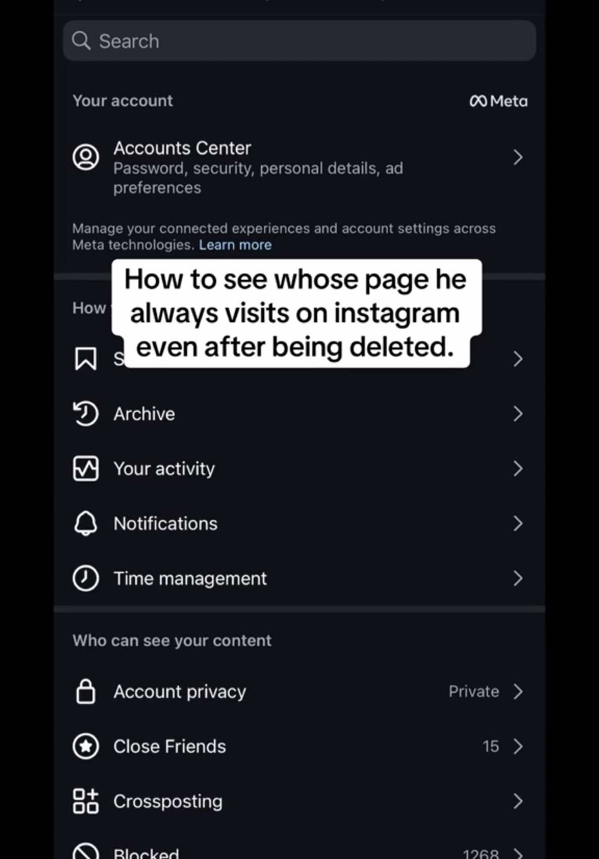 How to see whose page he visits on instagram after being deleted. 