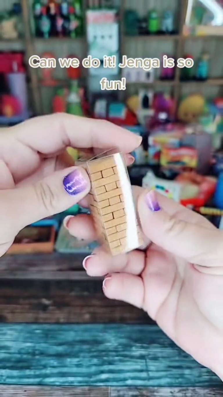 Bet you can't play this mini Jenga game! @Super Impulse makes the best minis! Do you want one too? #superimpulse #worldssmallesttoys #game #fyp #trending 