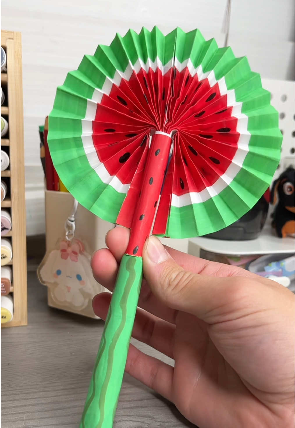 🍉Diy Paper Fan!? #paperfan #DIY #papercraft #cutecrafts #diycraft #thingstodo 